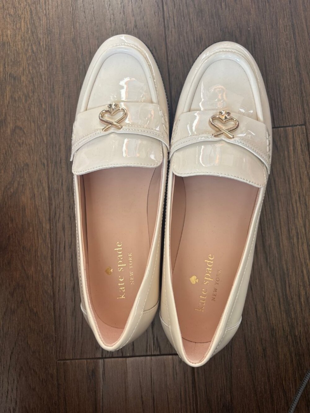 Kate Spade New York Patent Leather Loafers - Parchment, Size 8.5